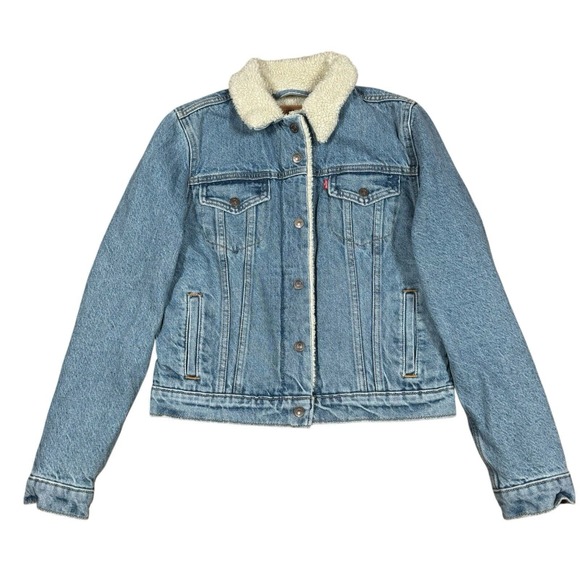 Levi's Blue Denim Jacket with Cream Collar - Picture 1 of 13